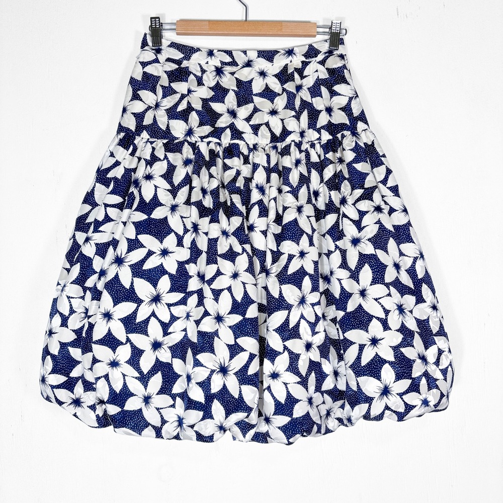 VTG Raul Blanco 100% Silk Bubble Hem Skirt Womens M Floral Retro